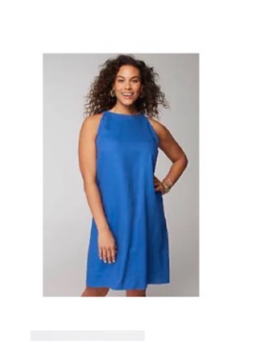 J Jill Love Linen Shift Dress in Bright Blue